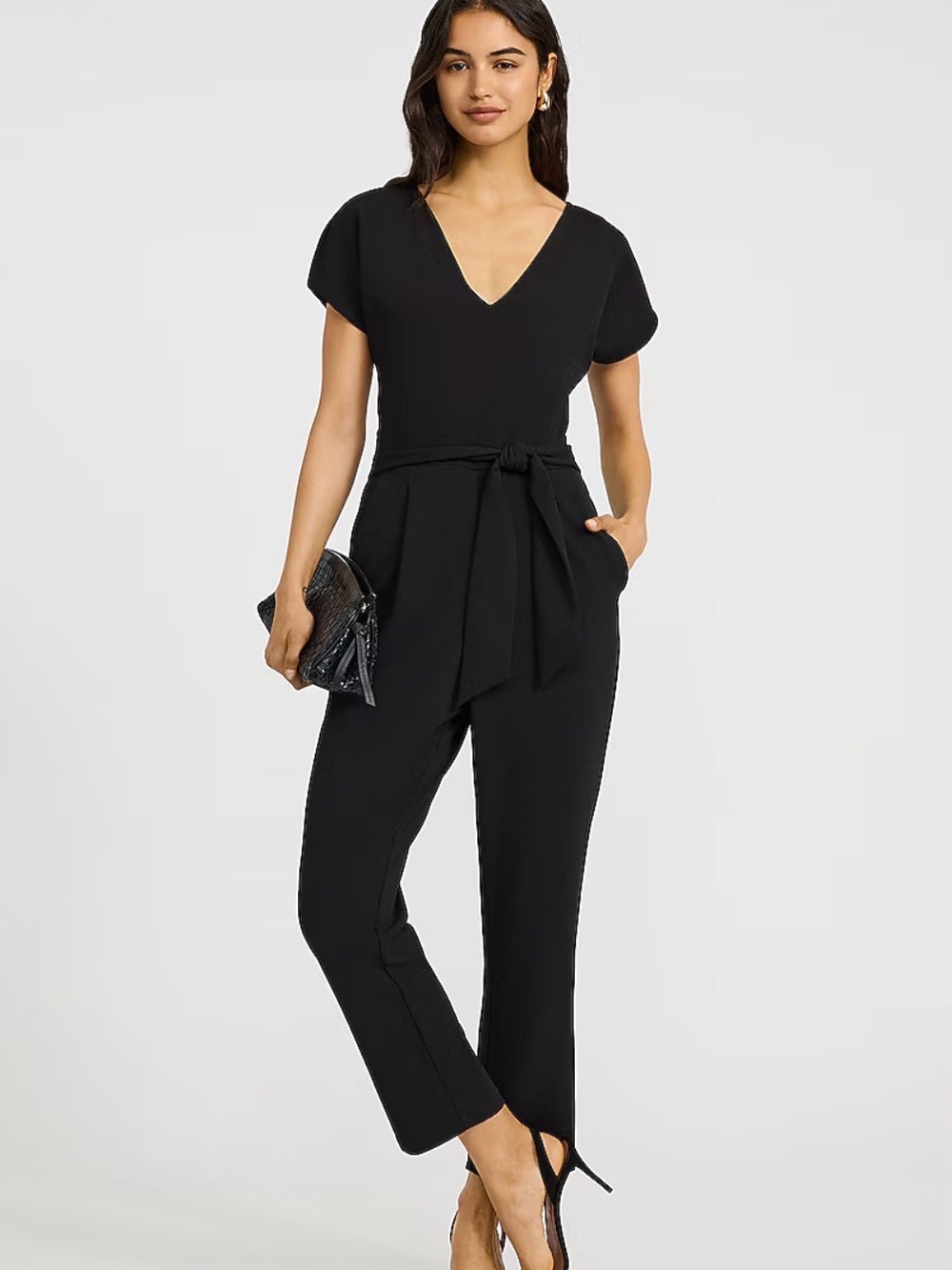 Express |  Black Wrap Jumpsuit | Size M | Tie Waist | V Neck Workwear
